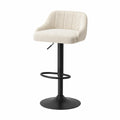 Tabouret de bar réglable pivotant avec dossier - écru et noir - 38 x 38 x 63-84 cm