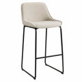 Tabouret de bar avec dossier tissu beige et structure acier noir 50 x 52 x 100 cm